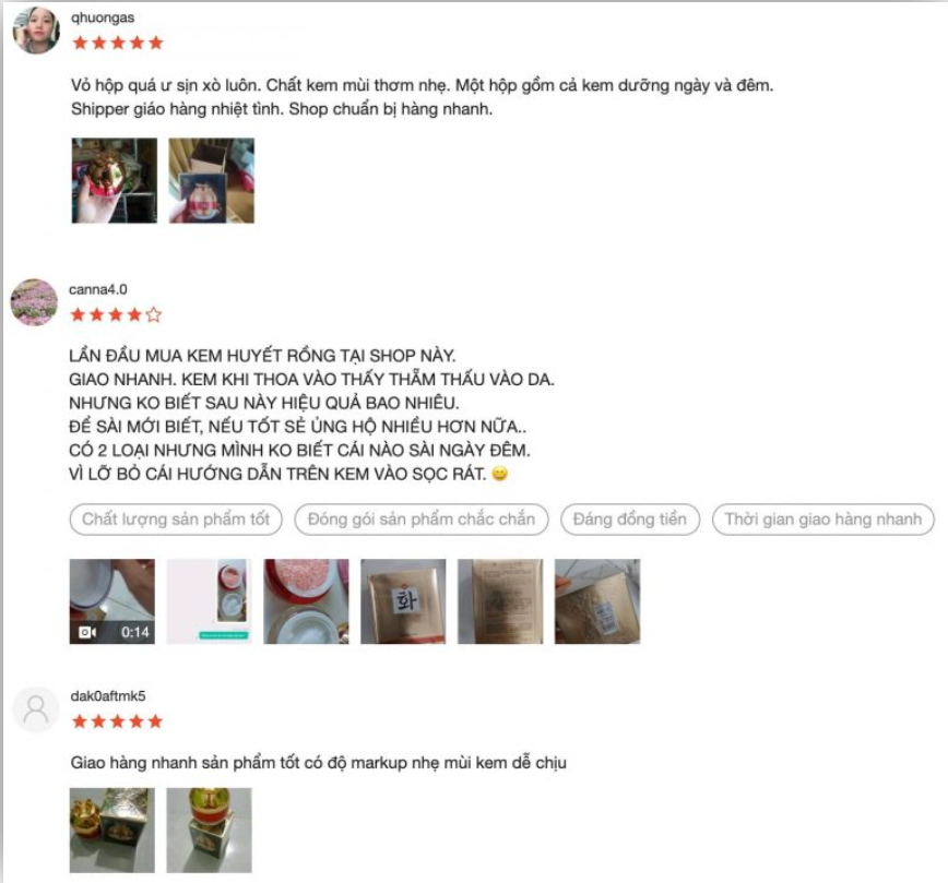 Review kem Huyết Rồng 2 tầng từ người dùng